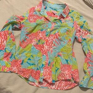 Lilly Pulitzer Colorful Leopard Print Button Down Shirt
